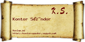 Kontor Sándor névjegykártya